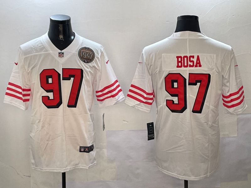 Men San Francisco 49ers #97 Bosa White Throwback 2024 Nike Limited NFL Jersey style 01041->san francisco 49ers->NFL Jersey